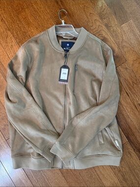Ben Sherman Taupe Zip-Up Bomber Sweater